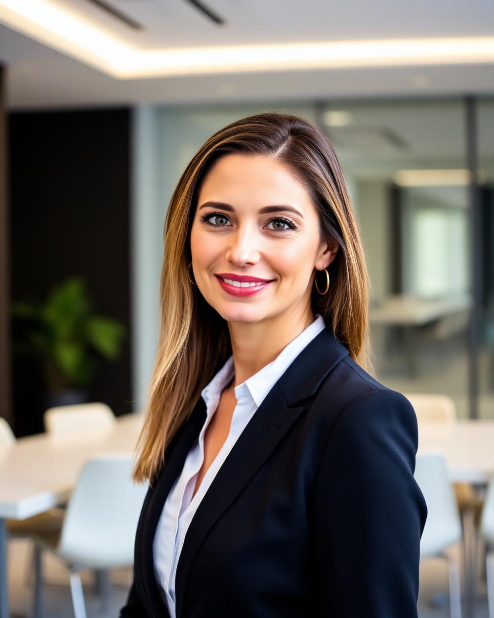 Portrait professionnel d'une femme d'affaires dans un bureau lumineux